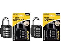 Pro-Lock 4 Digit Combination Lock - Heavy Duty Zinc Alloy Body & Hardened Steel Shackle, Weather Resistant Padlock for Gym, Locker, Gates, Travel, School & Outdoor Security, Set Your Own Code
