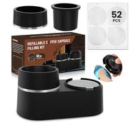 Pro Mael Reusable Pods Kit for Nespresso Vertuo, Refillable Coffee Pods with 52 Pcs Aluminum Foil Lids for VertuoLine Capsules, Compatible for VertuoPlus Espresso Machine (Pods not included)