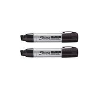 Pro Magnum Large Jumbo Permanent Markers - Pack of 2 - Extra Wide Chisel Wedge Tip - Black Ink