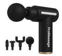 PRO Massage Deep Tissue Massage Gun with LCD Touch Display - Handheld Muscle Massager with 4 Heads for Back, Neck, Shoulders & Body Recovery - Portable Electric Massager (Black)