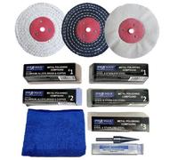Pro-Max Professional Quality Tools Aluminium Alloy Brass Steel Metal Polishing Buffing Kit 10Pc 4" X 1" Pro-Max