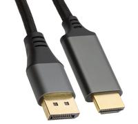 Pro Metal DisplayPort Male Plug to HDMI Video Cable GOLD 4k 60hz Braided 2m