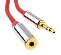 kenable PRO METAL RED 3.5mm Stereo Jack Headphone Extension Cable 1.5m