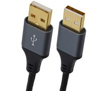 kenable USB 2.0 A Male to A Male Cable 24AWG High Speed Braided Metal Housing Gold Plated 1m Black