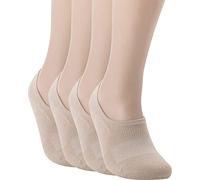 Pro Mountain No Show Socks - Athletic Cushion Cotton Sport Footies For Men (L (UK Men Shoe Size 8-10), Beige 4 pairs Pack)