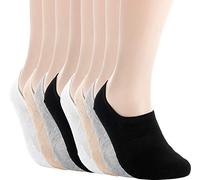 Pro Mountain No Show Socks - Athletic Cushion Cotton Sport Footies For Men (M (UK Men Shoes Size 6 - 8), Black White Grey Beige assorted 8 pairs Pack)