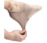 Pro Mountain No Show womens Athletic Running Socks Sports Workout Heel Tab - beige - Small