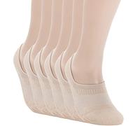Pro Mountain Seamless No Show Socks Wide Toe Box For Health Bunion Unisex Size S to L Cotton Cushion Footies, Beige 6 Pairs, Small