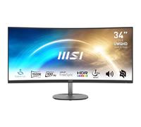 MSI PRO MP341CQ 34" Curved Monitor, 1500R, UWQHD (3440 x 1440), 21:9, 100Hz, VA, 4ms, HDMI, VGA, Built-in Speakers, Anti-Glare, Anti-Flicker, Less Blue light, TÜV Certified, VESA, Kensington
