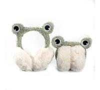 Pro-Noke 1 Pack Cute Animal Frog Earmuffs Girls Women Winter Warm Ear Covers Foldable Faux Fur Plush Earmuffs Warmers