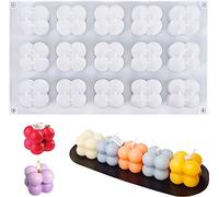 Pro-Noke 15 Cavity Bubble Candle Silicone Mold, Handmade Soy Wax Mold, 3D Mini Bubble Cube Ball Resin Candle Mold, Mousse Cake Mold for Soap, Pudding, Cake