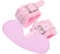 Pro-Noke Blindfold and Handcuffs Sleep Eye Mask Leather Adjustable Wrist Cuffs for Sex Play