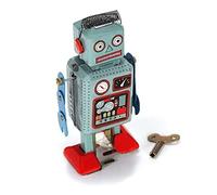 Pro-Noke Creative Funny Retro Mechanical Robot Toy Walking Radar Robot Tin Toy with Key Blue Great Gifts for Kids, Family (1 Pcs)