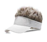 Pro-Noke Men's Visor Cap with Novelty Spiked Wig, Adjustable Baseball Golf Hat, Funny Fake Hair Cap for Party, Cosplay, Halloween, Christmas & Outdoor Sports Funny Gift (White +Coffee)