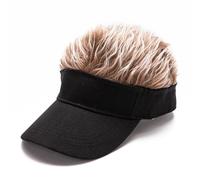 Pro-Noke Men's Visor Cap with Novelty Spiked Wig, Adjustable Baseball Golf Hat, Funny Fake Hair Cap for Party, Cosplay, Halloween, Christmas & Outdoor Sports Funny Gift (Black + Coffee)