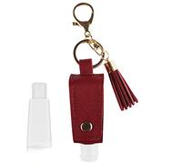 Pro-Noke Portable Empty Travel Bottle Keychain Hand Sanitizer Bottle Holder 1oz / 30ml Small Squeeze Bottle Refillable Containers for Toiletry Shampoo Lotion Soap (1 Pcs Red)