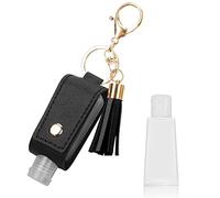 Pro-Noke Portable Empty Travel Bottle Keychain Hand Sanitizer Bottle Holder 1oz / 30ml Small Squeeze Bottle Refillable Containers for Toiletry Shampoo Lotion Soap (1 Pcs Black)