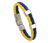 Pro-Noke Ukraine Woven Bracelet Blue Yellow Ukrainian Flag Jewellery for Men Women and Children, 22cm lang, Metal Metal PU