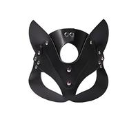 Pro-Noke Women Leather Masks Bunny Ear Fox Cat Mask Leather Half Face Mask Masquerade Party Mask for Cosplay Halloween Costume Accessory (Cat)