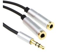kenable PRO OFC 3.5mm Stereo Jack AUX Headphone Splitter TPE Cable Lead Gold 20cm BLACK