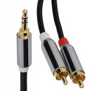 PRO OFC 3.5mm Stereo Jack to 2 x RCA Phono Plugs Cable Gold 2m