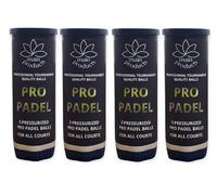 Pro Padel Balls - Professional Tournament Quality Balls, 4 Tubes (12 Balls), 47% Wool, Pressurized for Extreme Durability, for All Courts. Yellow Bright and Vivid Felt for Maximum Visibility