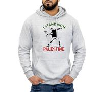Pro Palestine Casual Style Hoodie - Blend Grey - Mens - XL - Palestinian Citizen Spreading Flowers Peaceful Message Solidarity Support Pullover Jumper - Machine Washable Hoodie