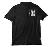 Pro Palestine Collar Polo Shirt - Black - Mens - 3XL - All United for Free Palestine Print Cotton Polo Shirt for Unisex - Palestinian Flag Free Nation Clothing for Activists