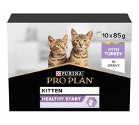 PRO PLAN® Kitten 1-12M HEALTHY START with Turkey in Gravy Wet Cat Food Pouches 10x85g, Pack of 4