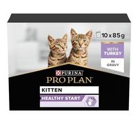 PRO PLAN® Kitten 1-12M HEALTHY START with Turkey in Gravy Wet Cat Food Pouches 10x85g, Pack of 4