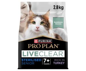 PRO PLAN LIVECLEAR Sterilised Senior 7+ Turkey Dry Cat Food - 2.8kg