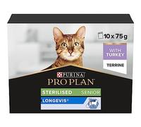 Pro Plan NutriSavour Sterilised Adult 7+ Wet Cat Food Pouches Turkey 10 x 85g, For Neutered Cats, Pack of 4