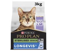 PRO PLAN® Senior 7+ STERILISED LONGEVIS® Rich in Turkey Dry Cat Food 3kg, For Neutered Cats