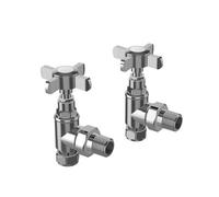 Pro Plus Angled Traditional Towel Radiator Valve Pair - Stylish And Durable Heating Control