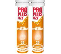 Pro Plus Fizz Hydration - 20 Effervescent Tropical Flavour Electrolyte Tablets - Potassium, Sodium, Chloride, Calcium, Magnesium and Caffeine - Feel Hydrated (Pack of 2)