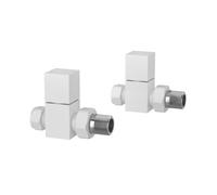 Pro Plus White Straight Radiator Valve Pair With Square Handwheel For Enhanced Heating Control