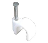PRO POWER 10mm Round Cable Clips - White, Pack of 100 | Polypropylene Cable Fasteners with Zinc-Plated Nails | For Wood, Masonry & Board - PP2841
