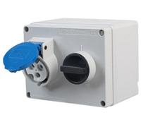 Pro Power - 16A, 240V, Switched Interlocked Cee Socket, 2P+E, Blue, Ip44