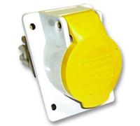 Pro Power - 32A, 110V, Panel Mount Cee Socket, 2P+E, Yellow, Ip44