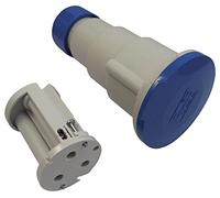 PRO POWER 32A 240V CEE Socket, 2P+E Blue Cable Mount, IP44 Industrial Power Connector, One-Piece Body - PE3263PVB