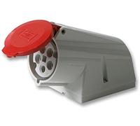 PRO POWER 32A 415V Surface Mount CEE Socket, 3P+N+E, Red, IP44 - Industrial Power Outlet - PE3265PPB