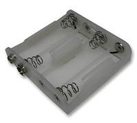 PRO POWER 4x AA Battery Holder White - Side-by-Side Coil Spring Contacts, 5 Pack, Snap-On Mount