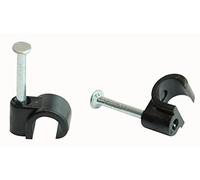 PRO POWER 6-7mm Coaxial Cable Clips, Black, 100 Pack | Nail Mount Cable Clips for TV, Satellite & Broadband Cables - PP01633