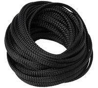 PRO POWER Expandable Braided Sleeving - 12mm Dia., 10m Black, Polyester, Self-Extinguishing Cable & Wire Protection