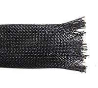 PRO POWER Expandable Braided Sleeving 45mm x 10m - Black | Polyester Cable Protection | Flame Retardant | BSFR-045 10M