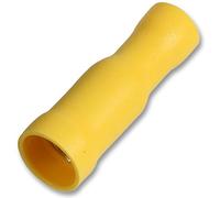 PRO POWER Female Bullet Crimp Terminals, 20A, Yellow, 6mm², 4.9mm - 100 Pack, PVC Insulated