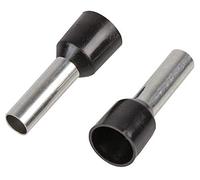 PRO POWER German Single Wire Ferrules 6mm² Black, Pack of 100 - Insulated Bootlace Cable End Terminals - PP01555