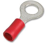 PRO POWER Ring Crimp Terminals Red 5mm 25A - Pack of 100 PVC Insulated Electrical Connectors - PP01714