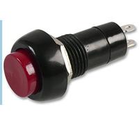 PRO POWER Round Push Button Switch, Latching, SPST, Off-On, 12mm, Red - 1A 125/250V, Panel Mount