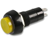 PRO POWER Round Push Button Switch, Latching SPST Off-On, 1A 125V/250V AC, 12mm Panel Mount, Yellow